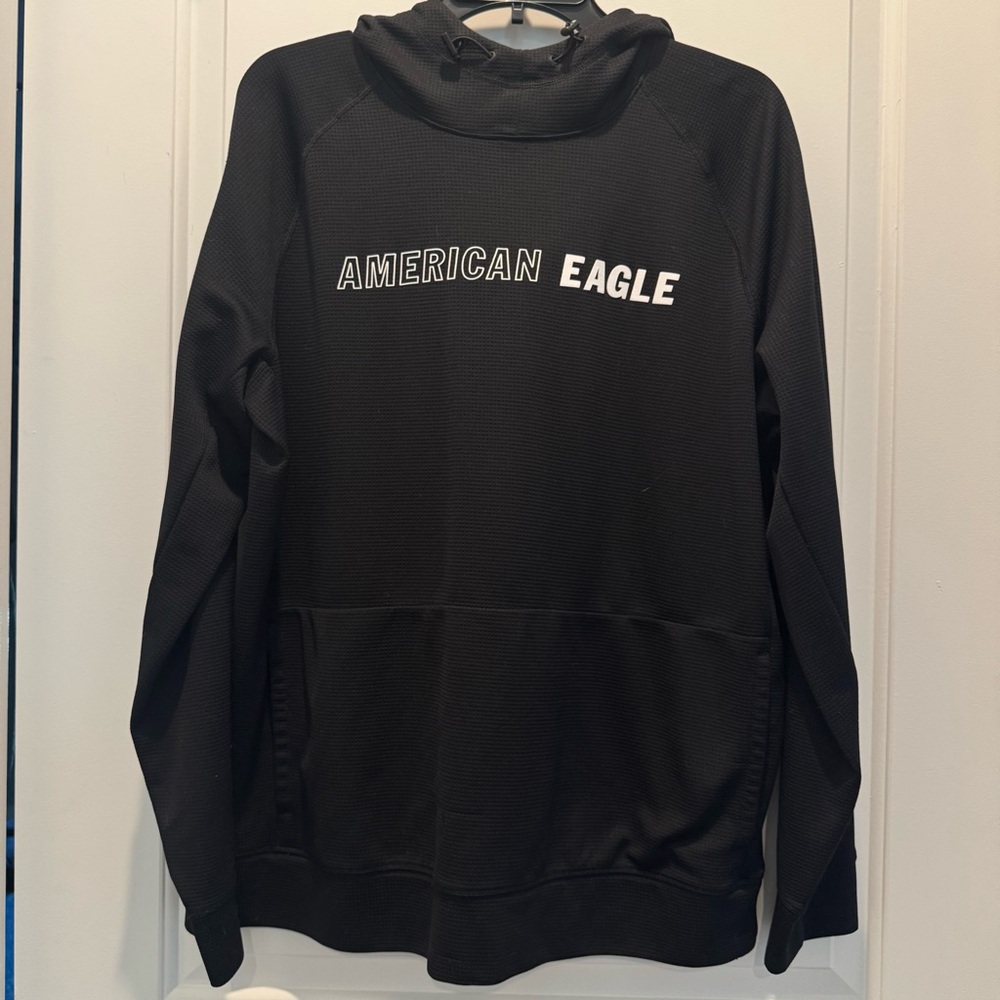 American Eagle Outfitters Black Pullover Hooded Shirt Jacket